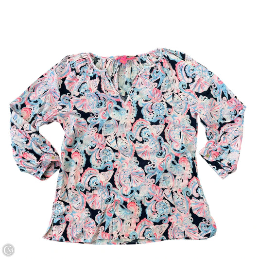 Top 3/4 Sleeve Designer By Lilly Pulitzer In Navy, Size: Xs