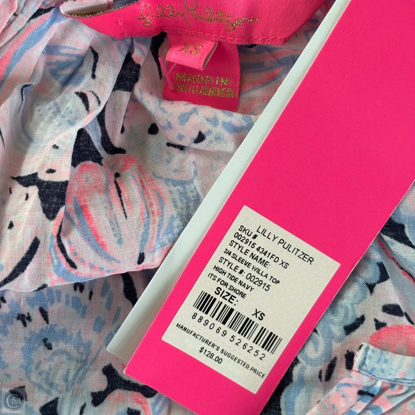 Top 3/4 Sleeve Designer By Lilly Pulitzer In Navy, Size: Xs