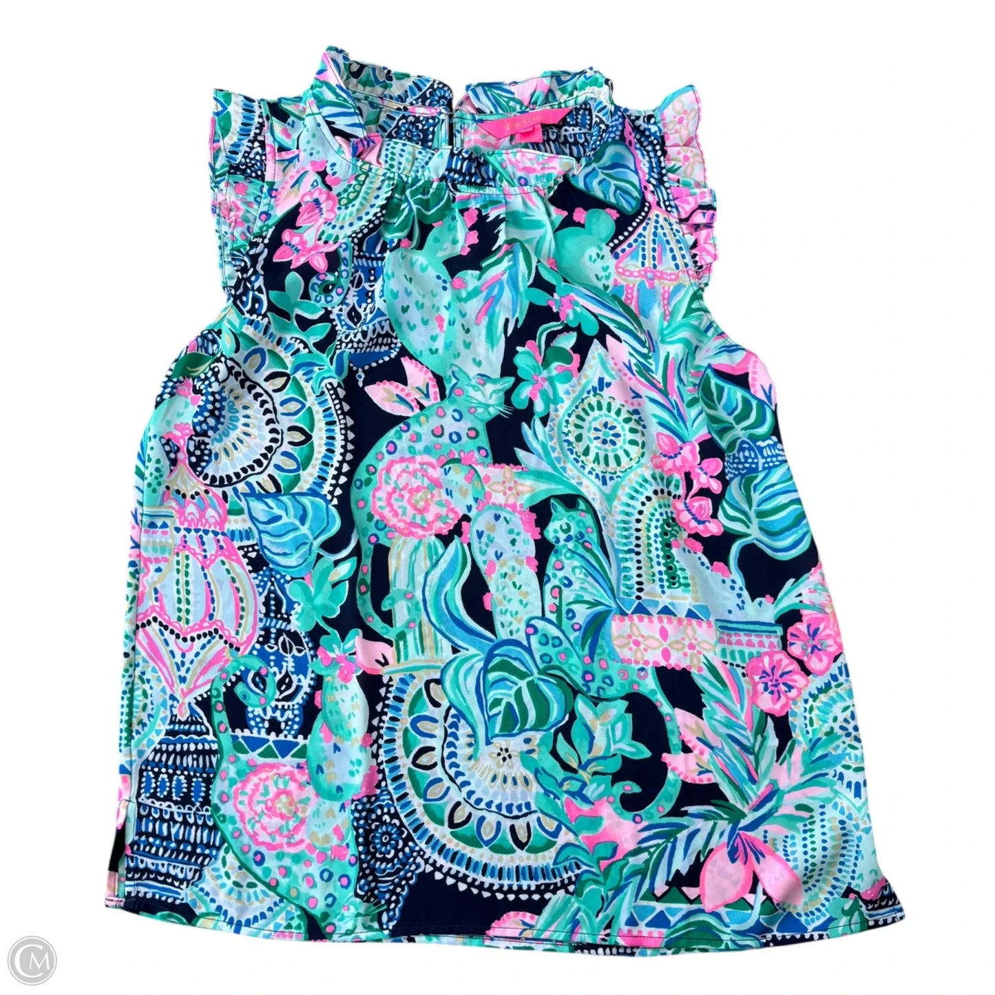 Top Sleeveless Designer By Lilly Pulitzer In Green & Pink, Size: Xs