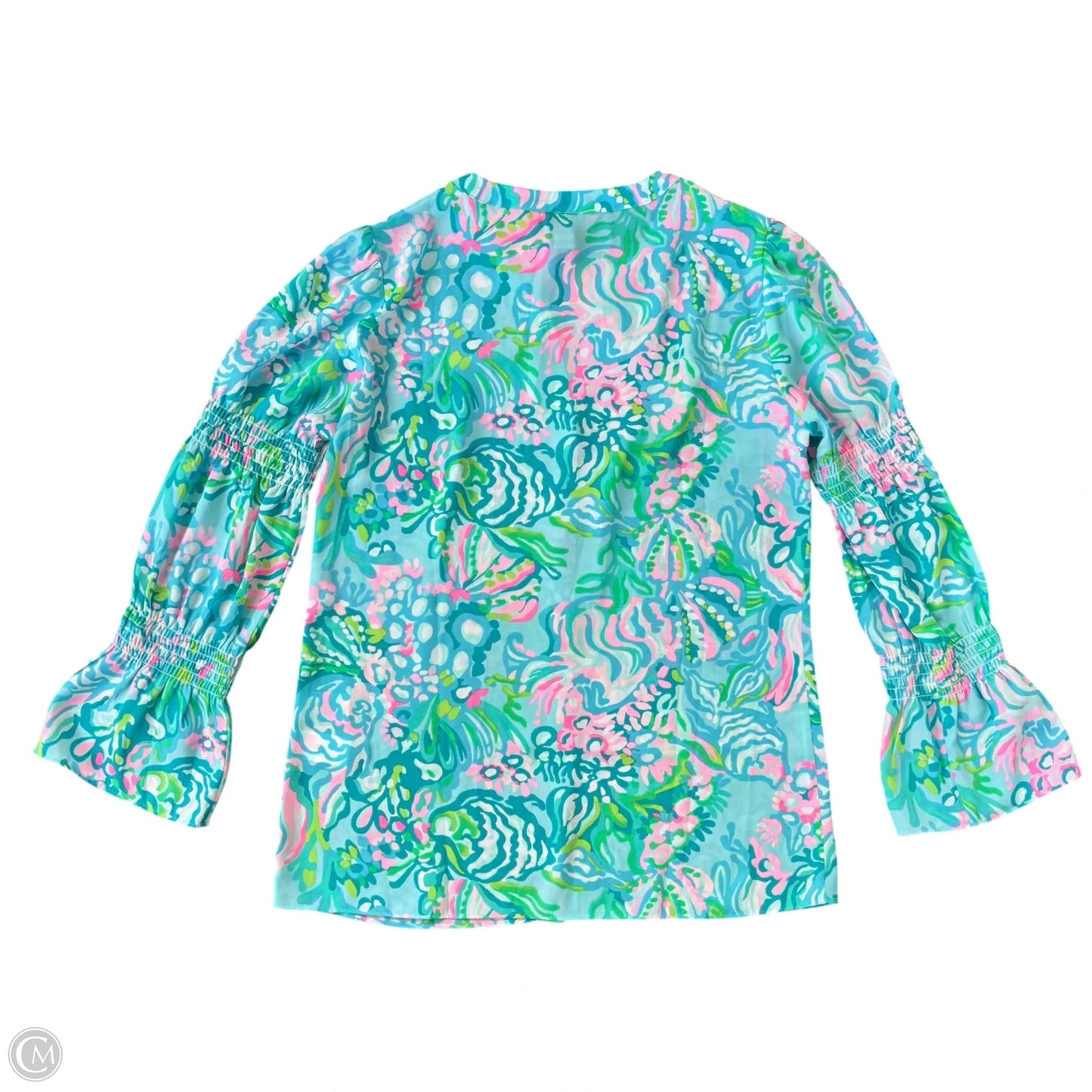 Top Long Sleeve Designer By Lilly Pulitzer In Blue & Green, Size: Xs