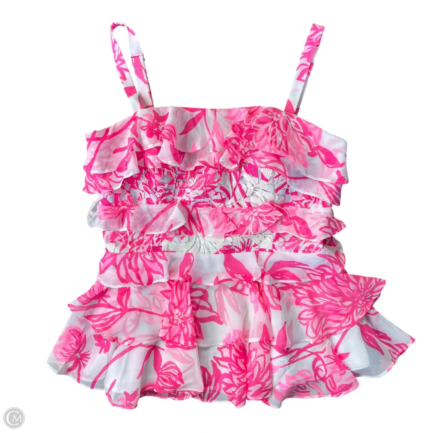 Top Sleeveless Designer By Lilly Pulitzer In Pink & White, Size: Xs