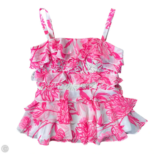 Top Sleeveless Designer By Lilly Pulitzer In Pink & White, Size: Xs