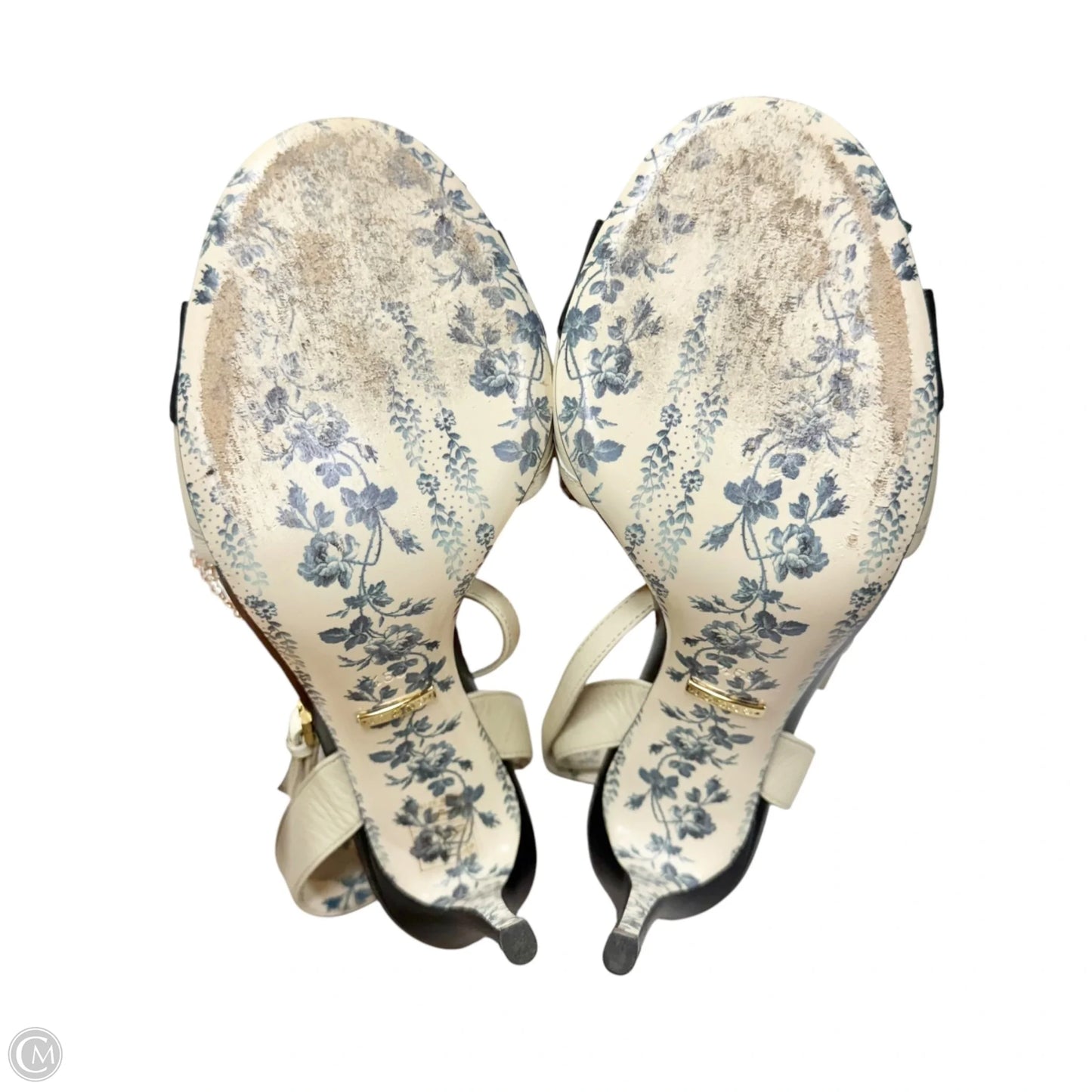 Sandals Luxury Designer By Gucci In Floral Print, Size: 9