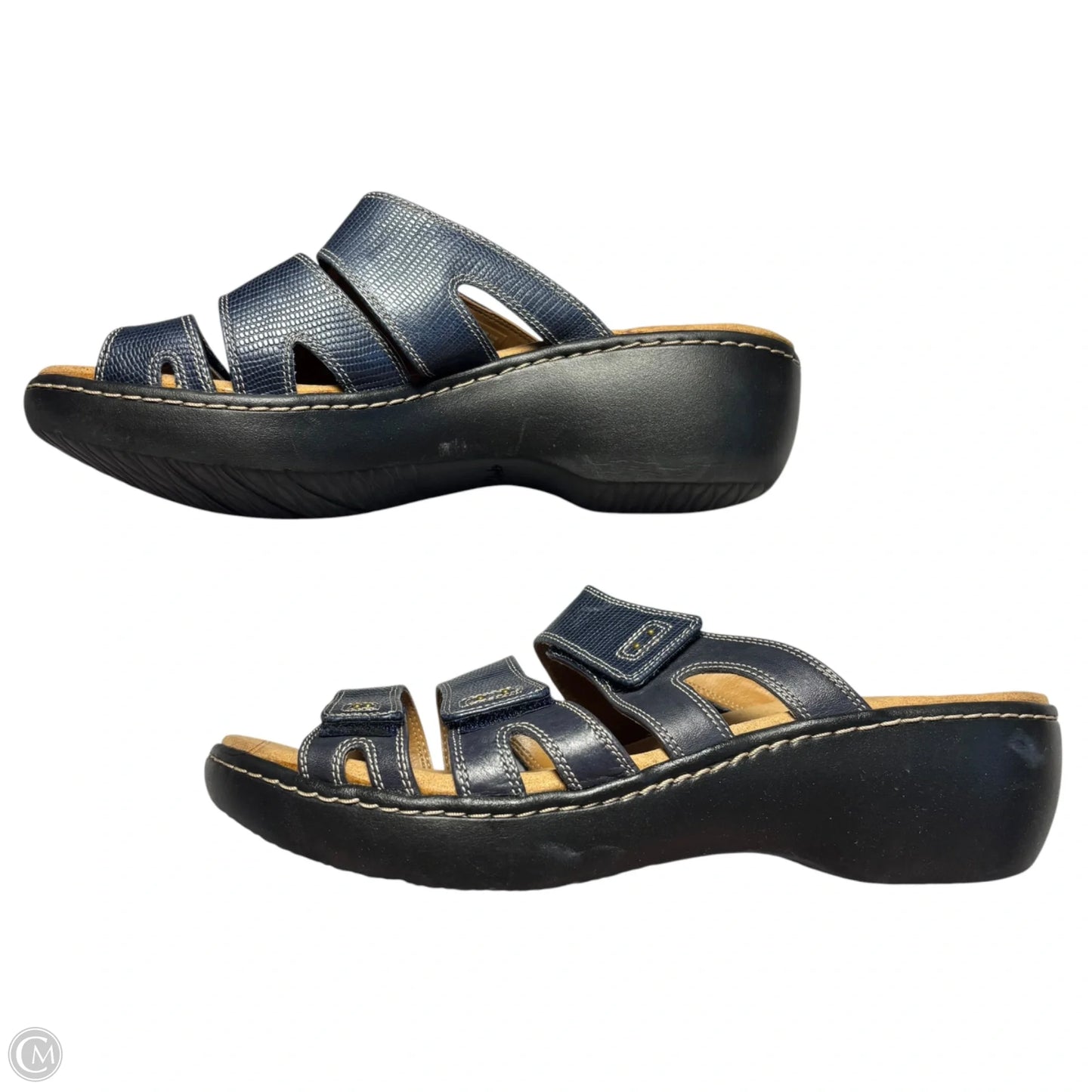 Sandals Flats By Clarks In Navy, Size: 9.5