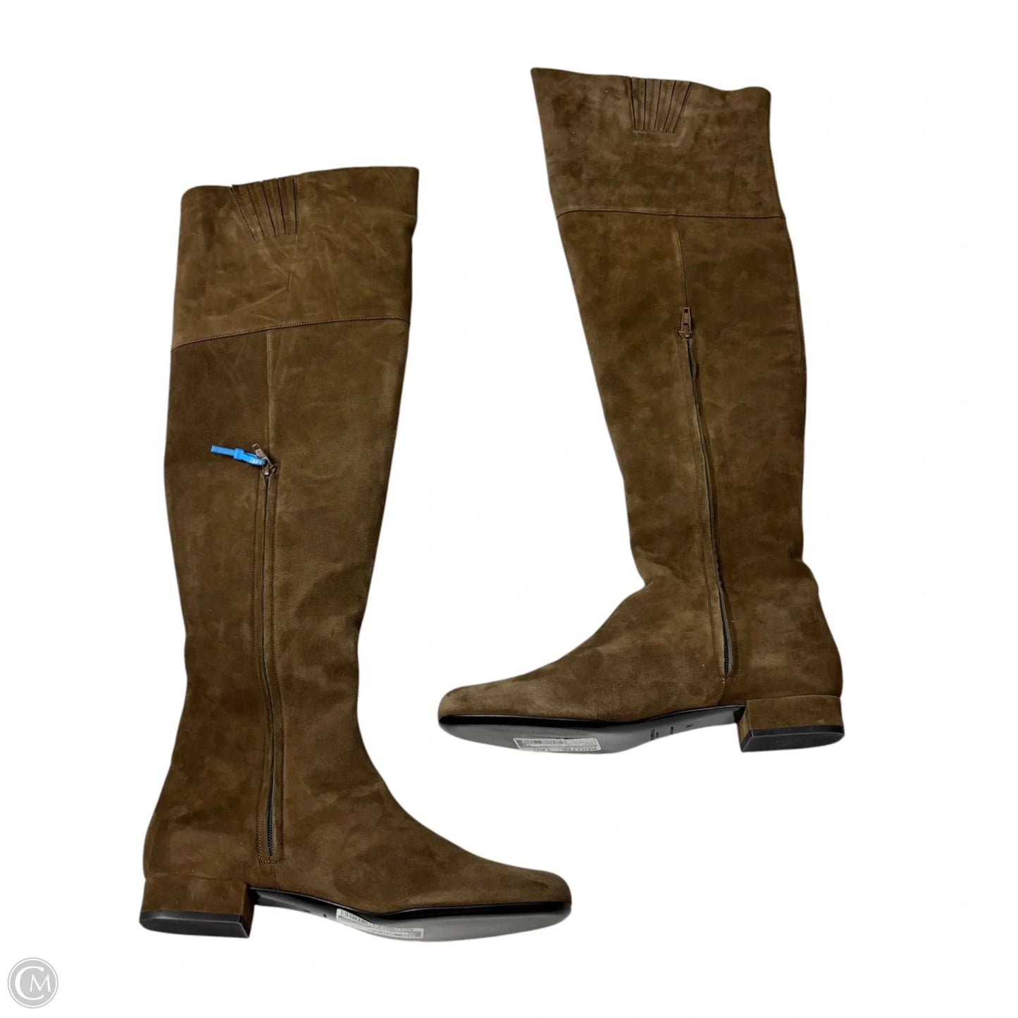 Boots Luxury Designer By Yves Saint Laurent In Brown, Size: 10.5