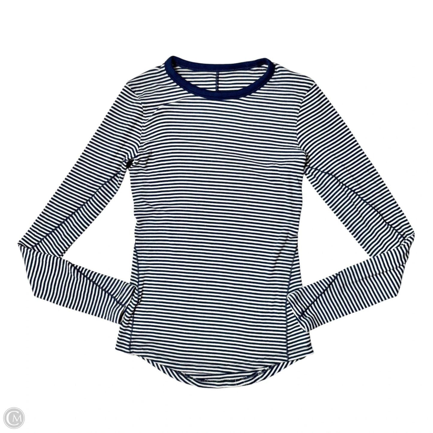 Athletic Top Long Sleeve Crewneck By Lululemon In Striped Pattern, Size: S