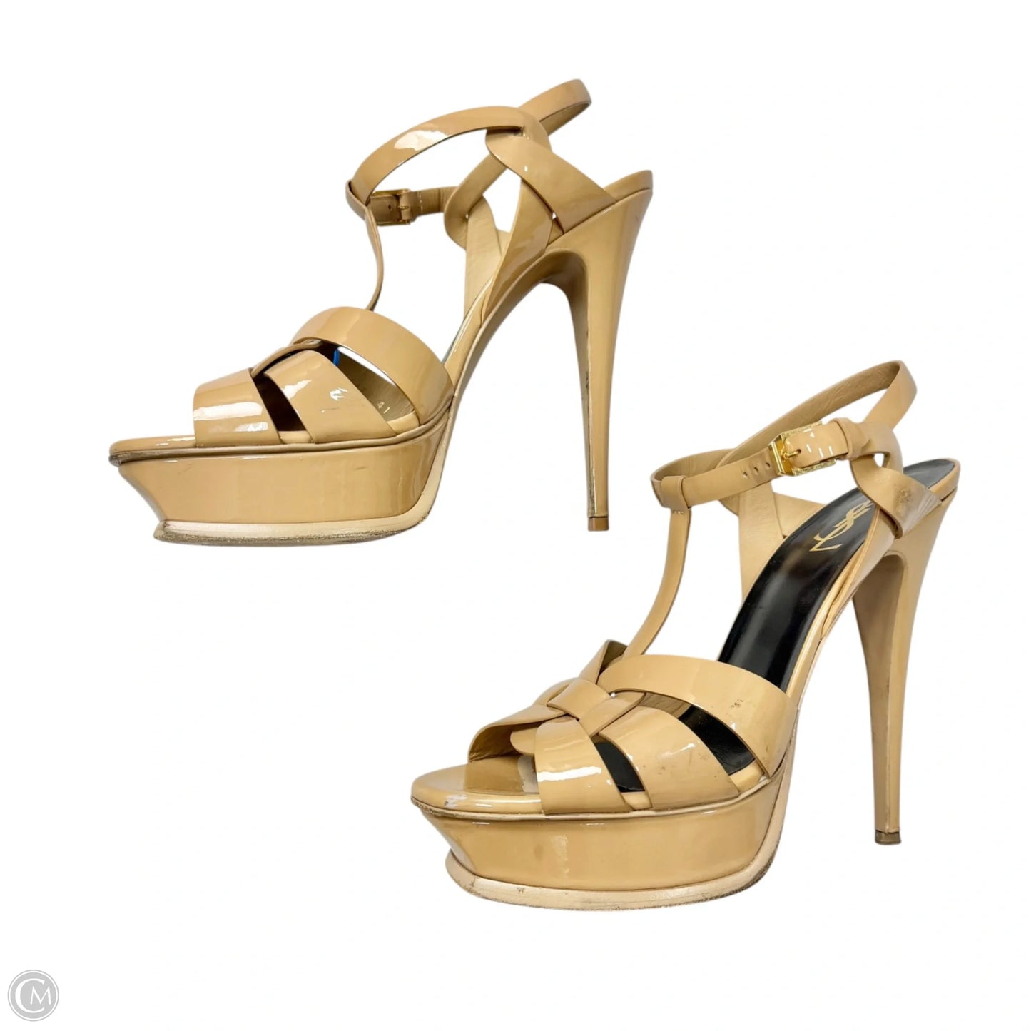 Sandals Luxury Designer By Yves Saint Laurent In Tan, Size: 10.5