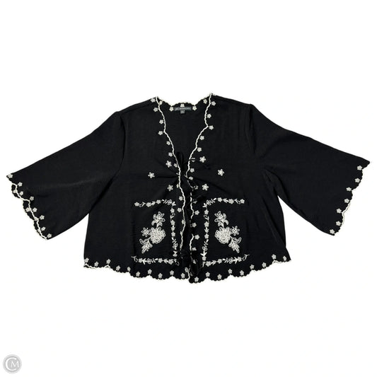 Top 3/4 Sleeve By Adrianna Papell In Black, Size: L