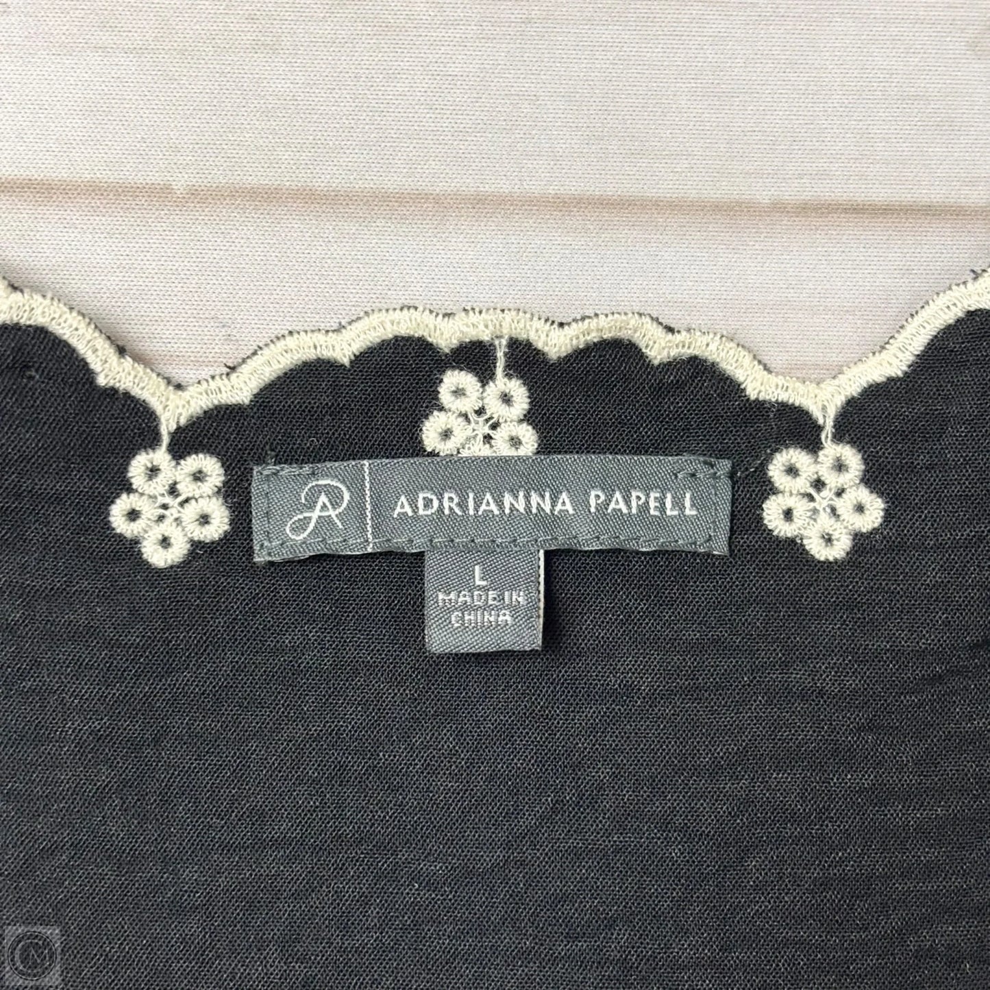 Top 3/4 Sleeve By Adrianna Papell In Black, Size: L