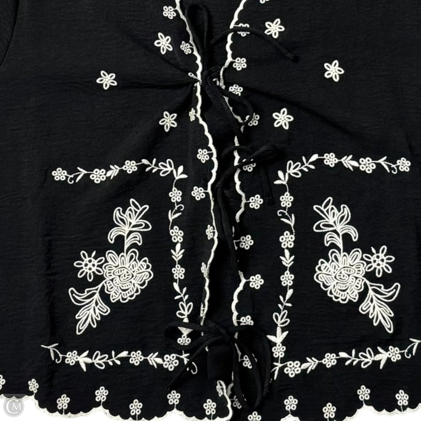 Top 3/4 Sleeve By Adrianna Papell In Black, Size: L