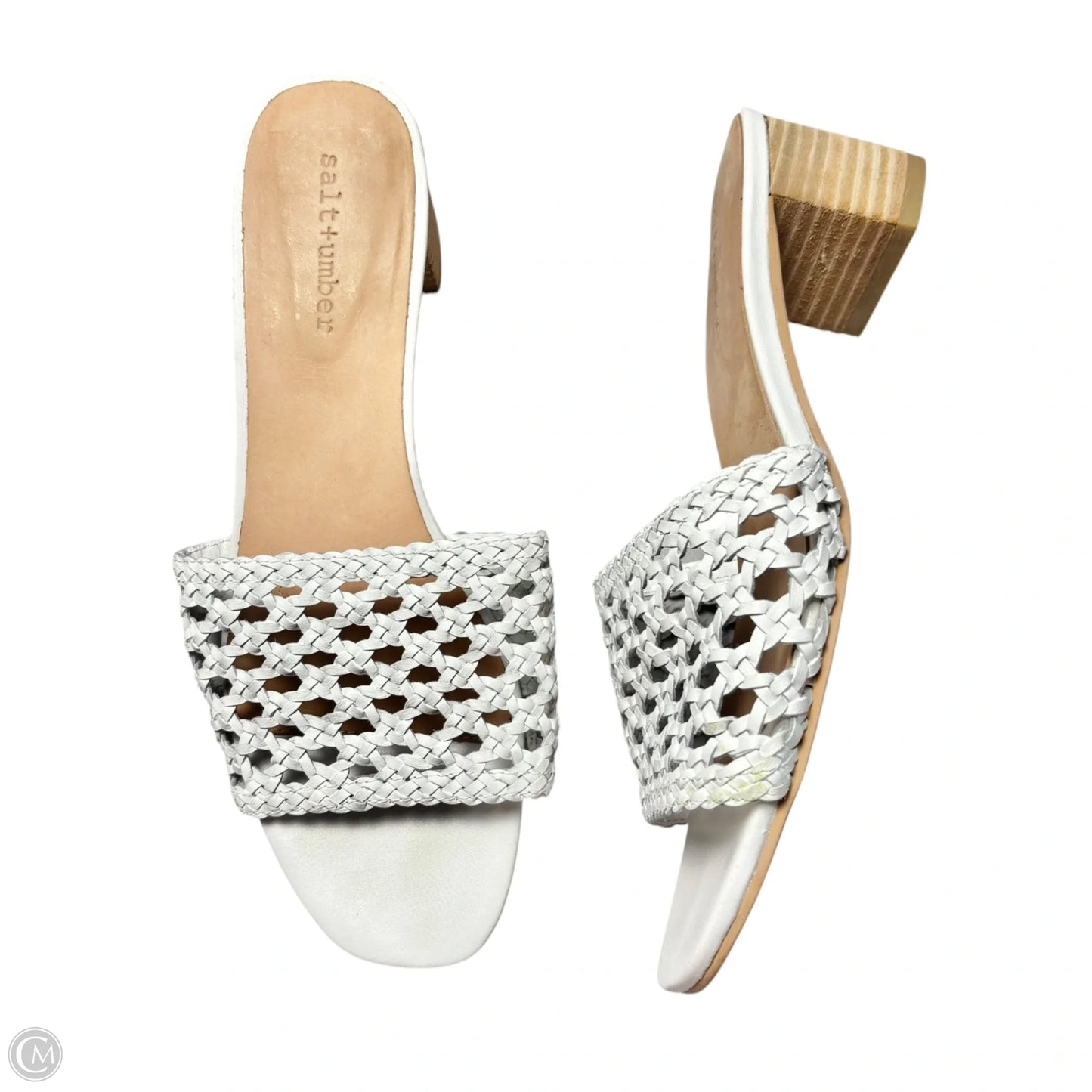 Sandals Heels Kitten By Salt + Tumber In White, Size: 8