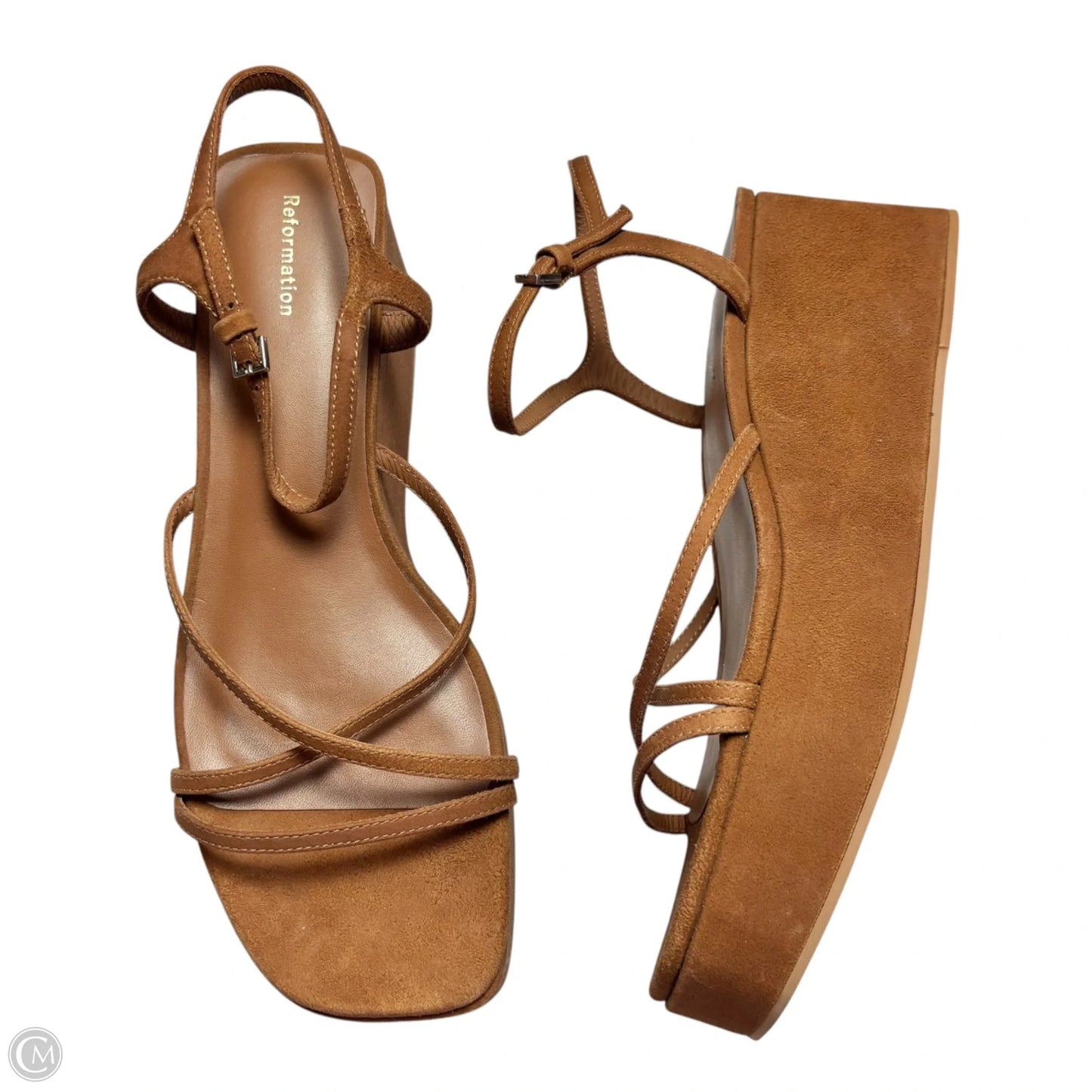 Sandals Heels Wedge By Reformation In Brown, Size: 9.5
