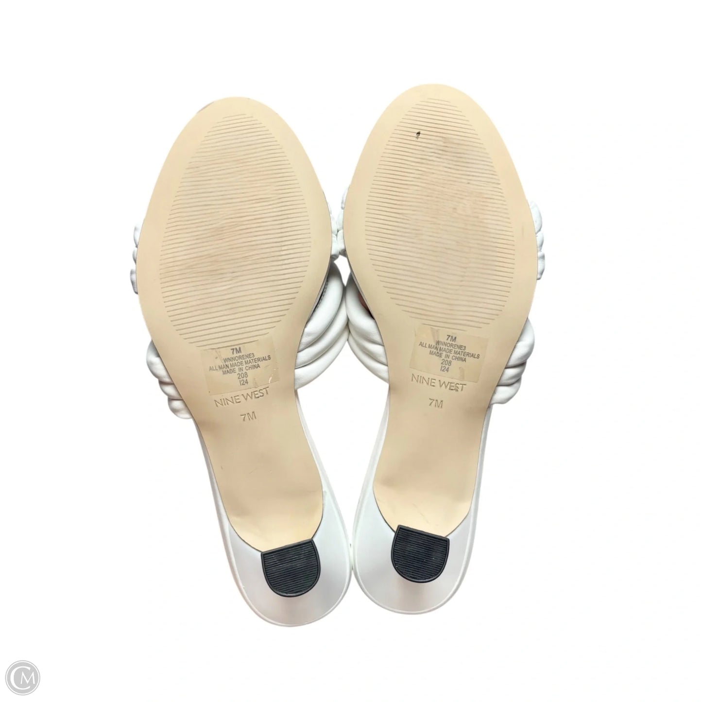 Sandals Heels Kitten By Nine West In White, Size: 7