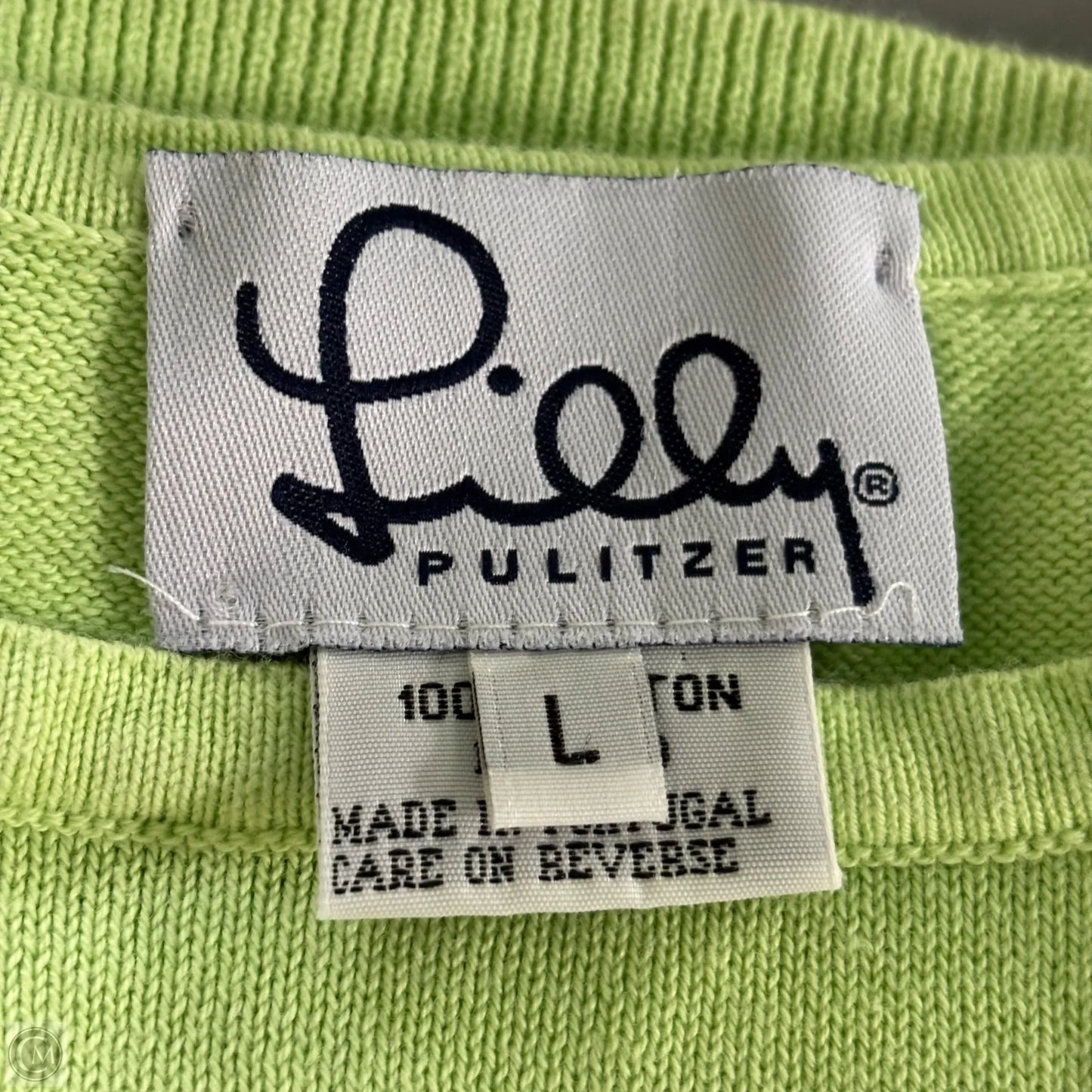 Top Short Sleeve Designer By Lilly Pulitzer In Green, Size: L