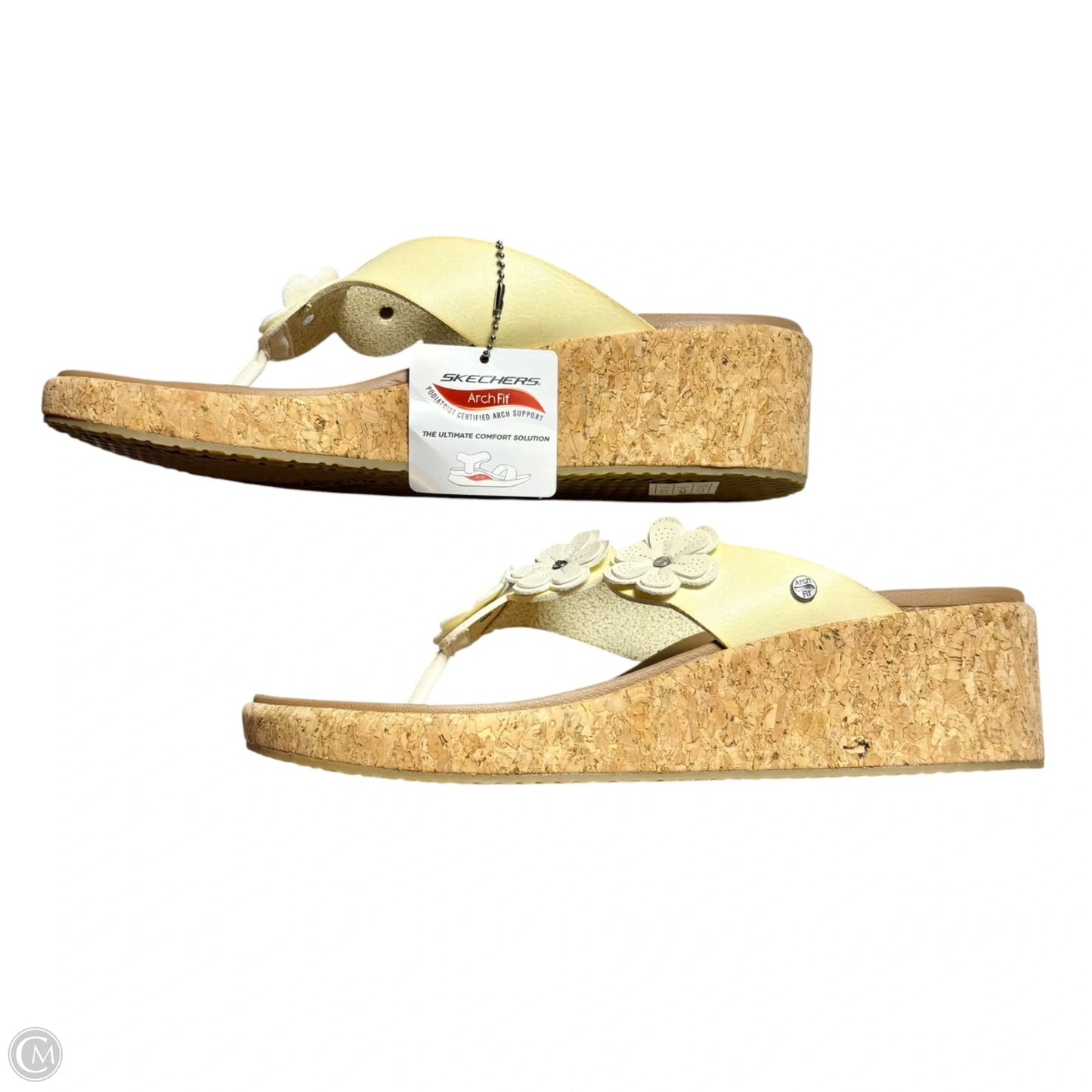 Sandals Heels Wedge By Skechers In Cream, Size: 10