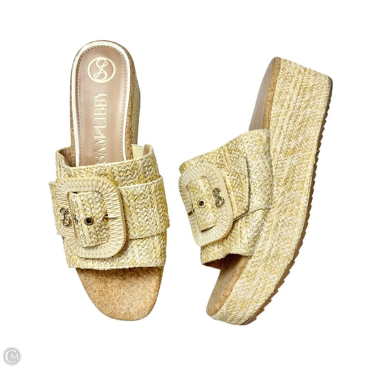 Sandals Heels Wedge By Sam And Libby In Beige, Size: 9