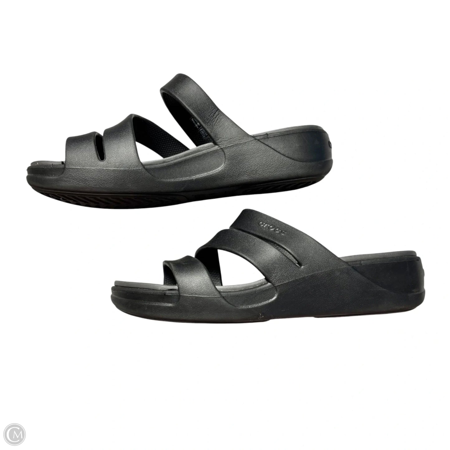 Sandals Heels Wedge By Crocs In Black, Size: 10