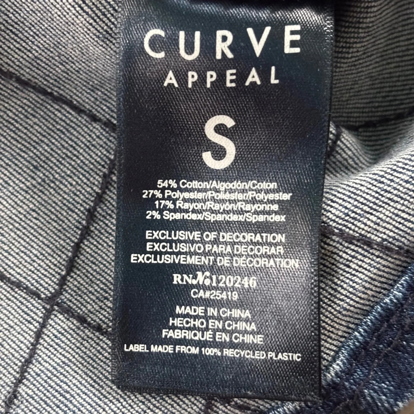 Jacket Denim By Curve Appeal In Blue Denim, Size: S