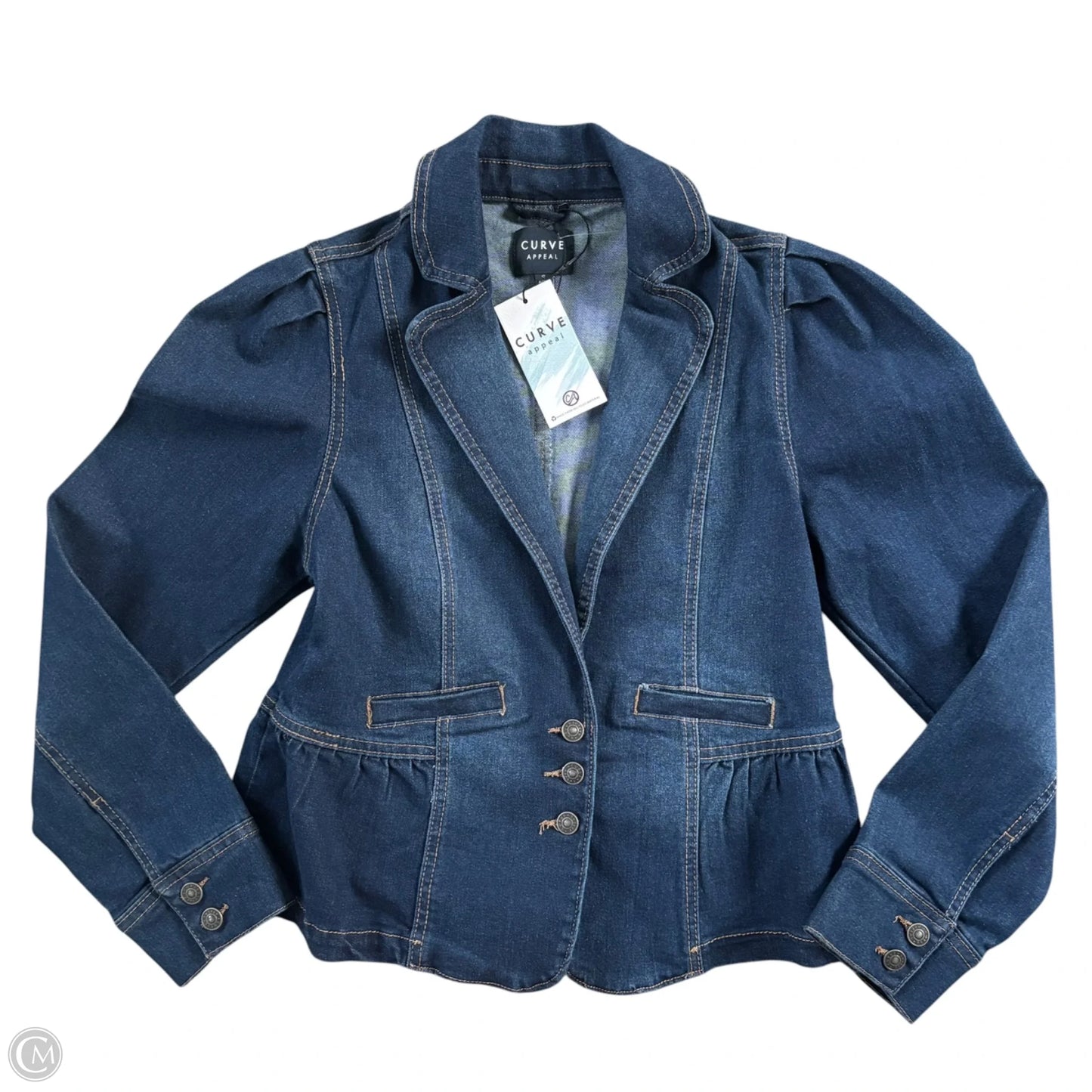 Jacket Denim By Curve Appeal In Blue Denim, Size: S