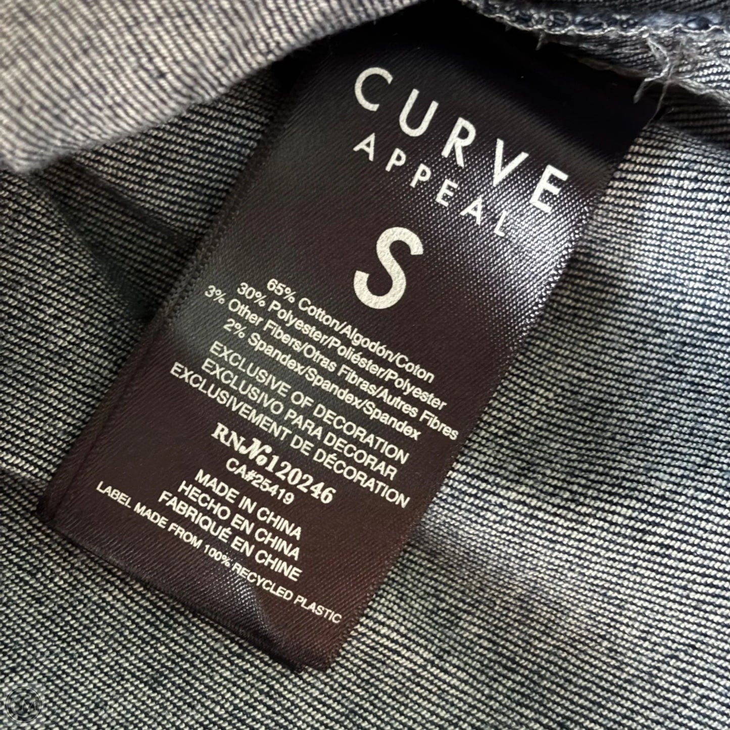 Jacket Denim By Curve Appeal In Blue Denim, Size: S