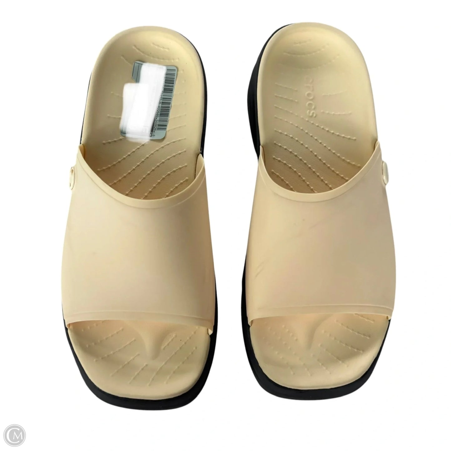 Sandals Heels Platform By Crocs In Cream, Size: 7