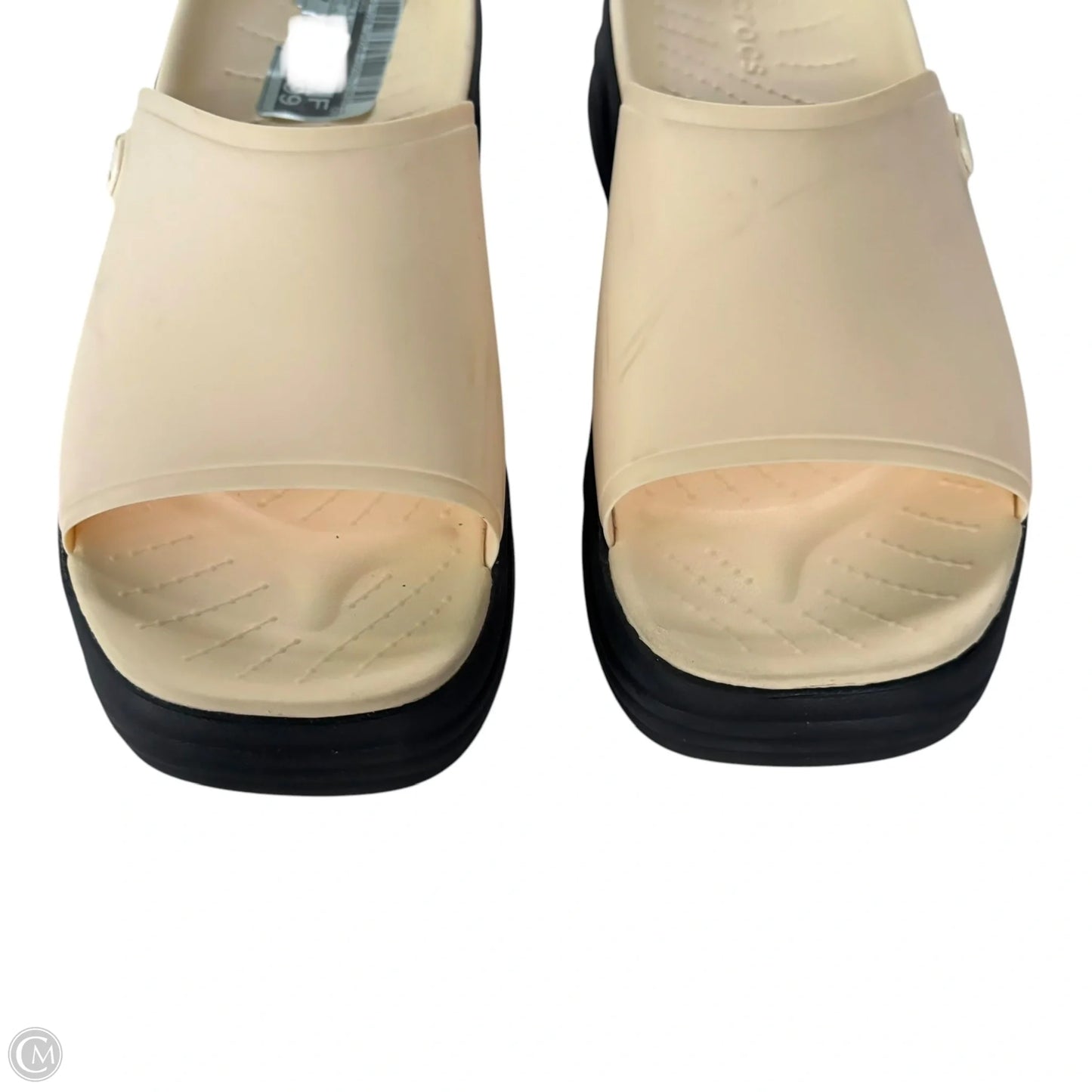 Sandals Heels Platform By Crocs In Cream, Size: 7