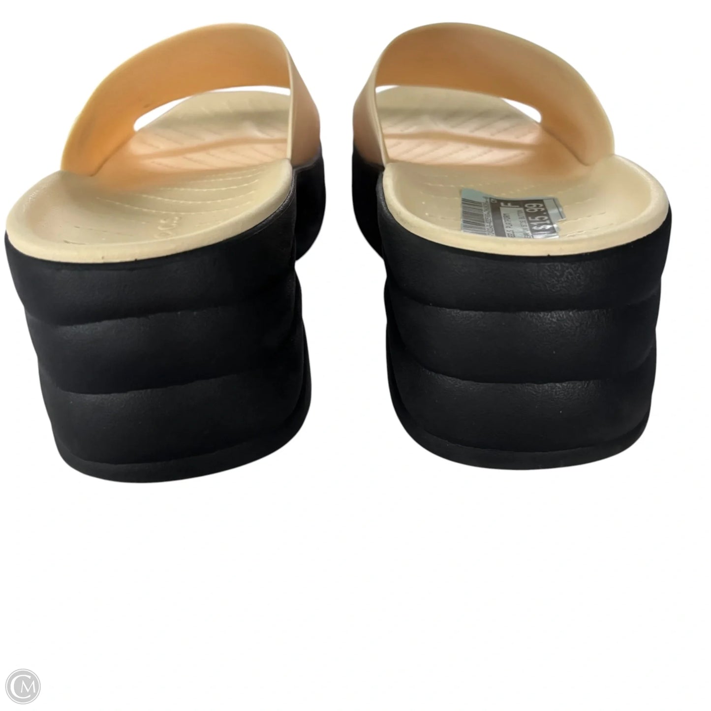 Sandals Heels Platform By Crocs In Cream, Size: 7