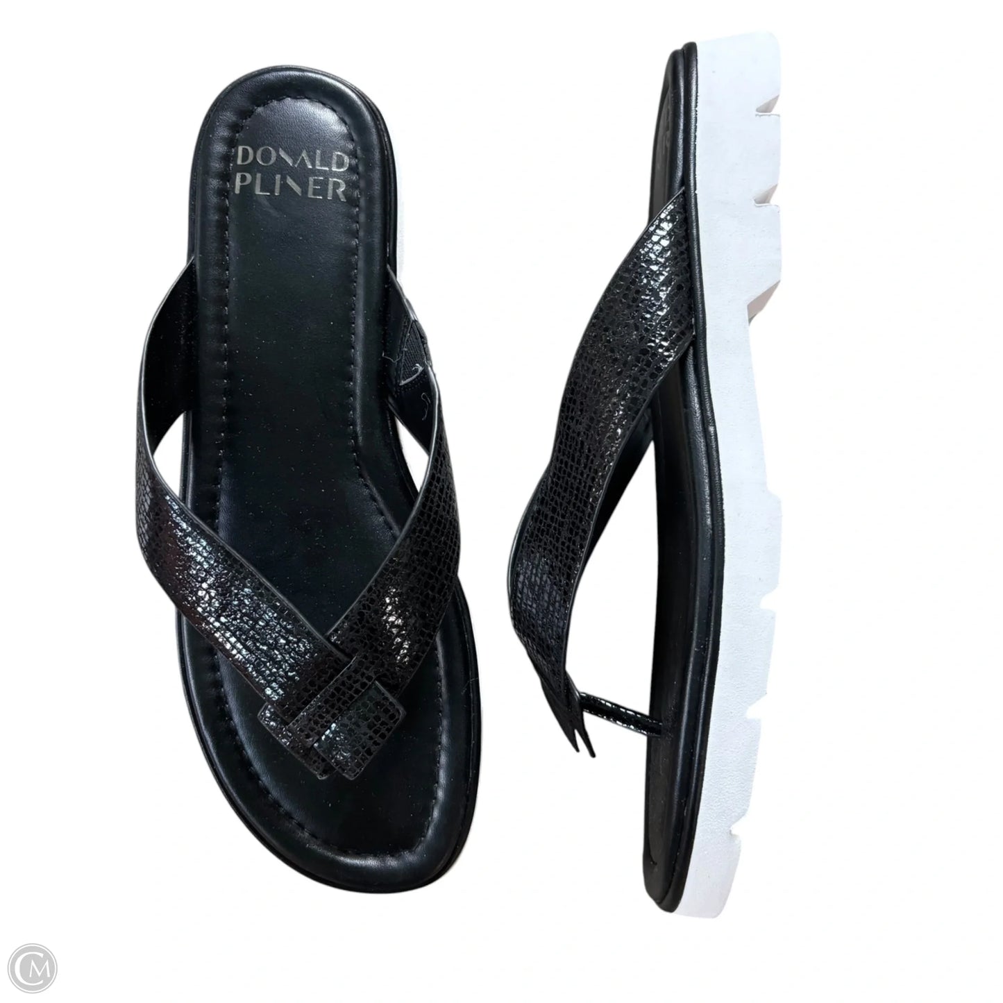 Sandals Flip Flops By Donald Pliner In Black, Size: 10