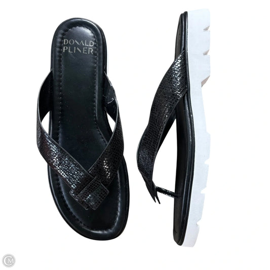 Sandals Flip Flops By Donald Pliner In Black, Size: 10