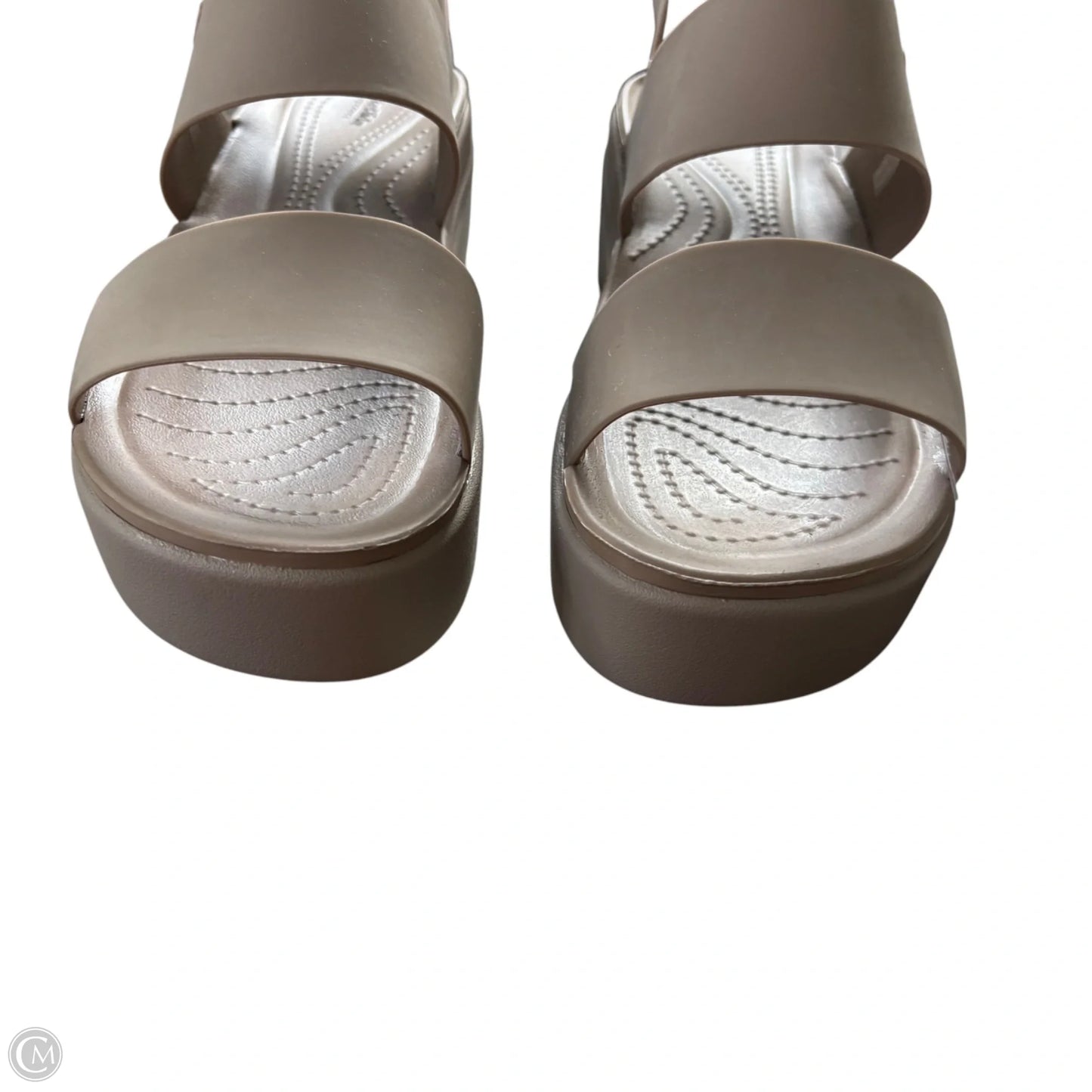 Sandals Heels Wedge By Crocs In Brown, Size: 8