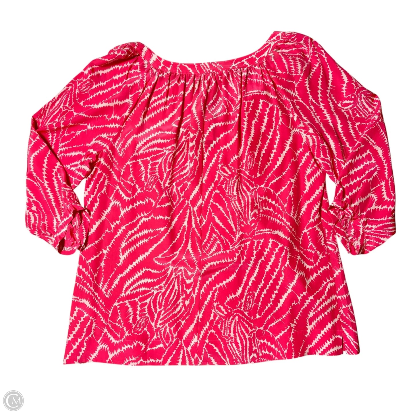 Top 3/4 Sleeve Designer By Lilly Pulitzer In Pink & White, Size: Xl