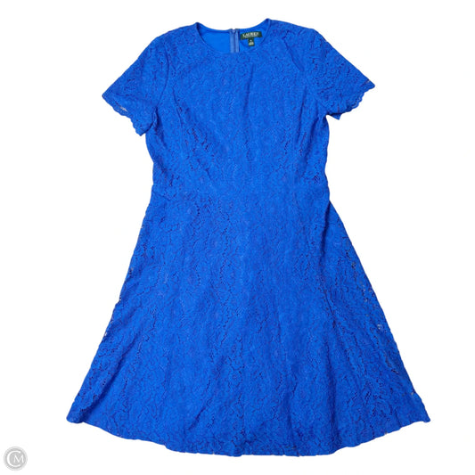 Dress Casual Midi By Lauren By Ralph Lauren In Blue, Size: L