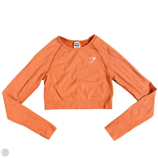 Athletic Top Long Sleeve Crewneck By Gym Shark In Orange, Size: M