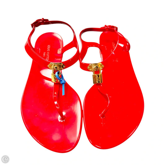 Sandals Luxury Designer By Louis Vuitton In Red, Size: 10.5