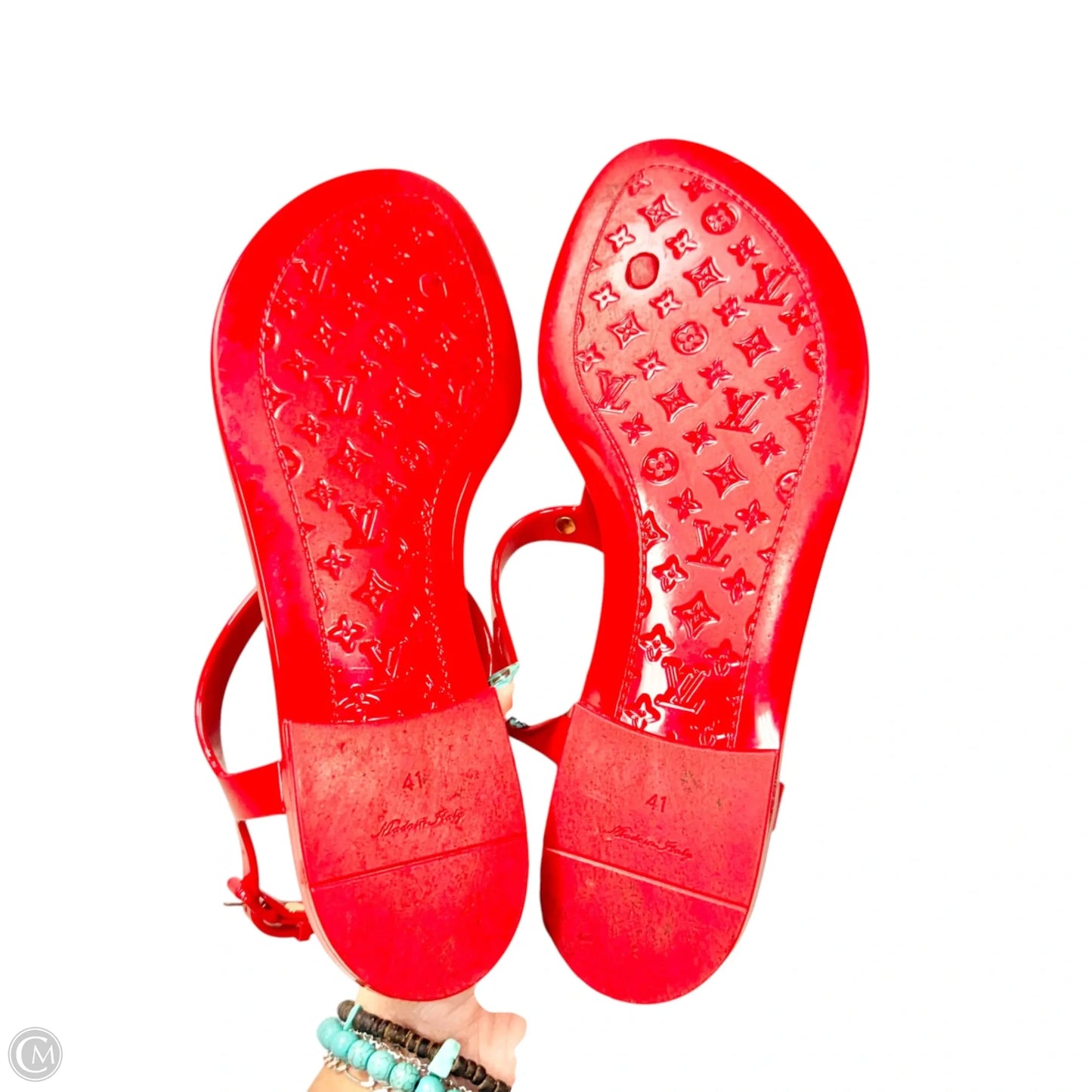 Sandals Luxury Designer By Louis Vuitton In Red, Size: 10.5