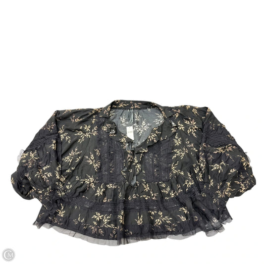 Top Long Sleeve By Anthropologie In Black & Tan, Size: 1x