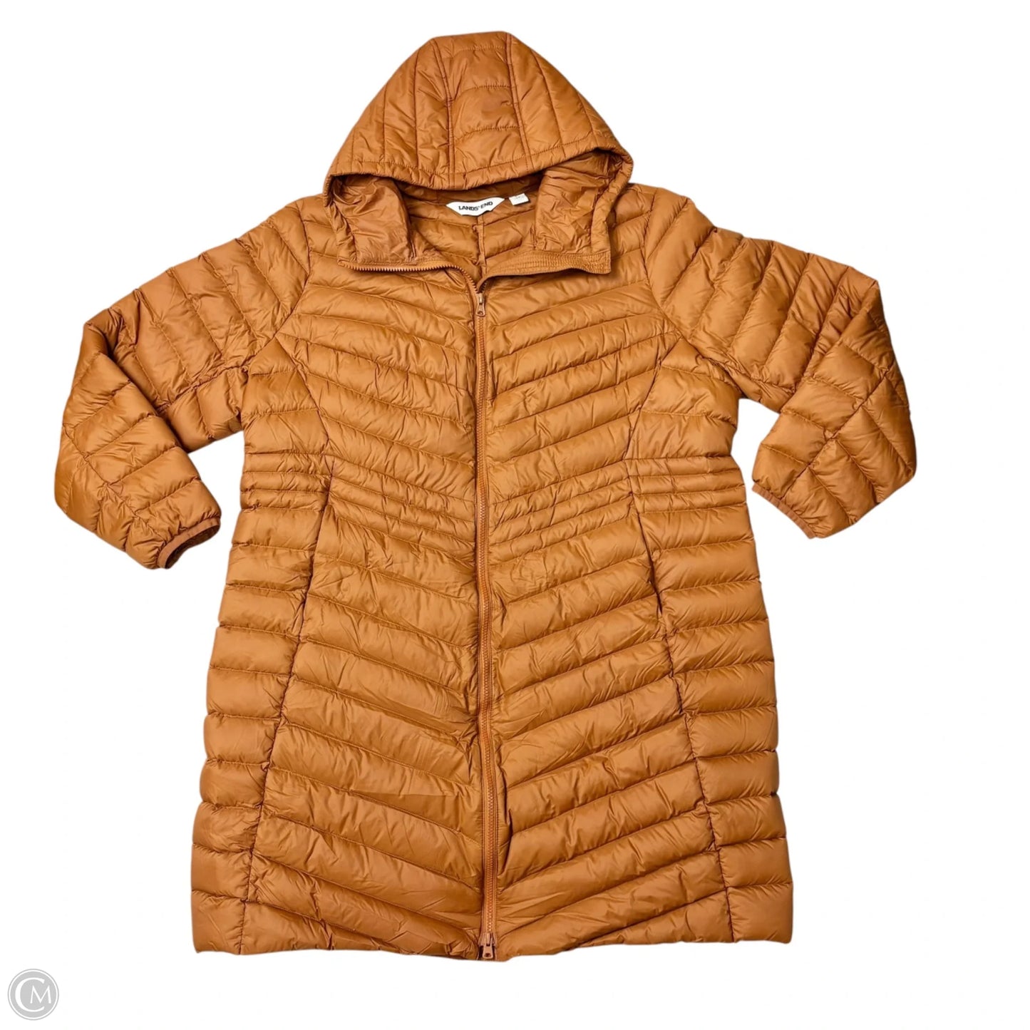 Jacket Puffer & Quilted By Lands End In Brown, Size: 1x