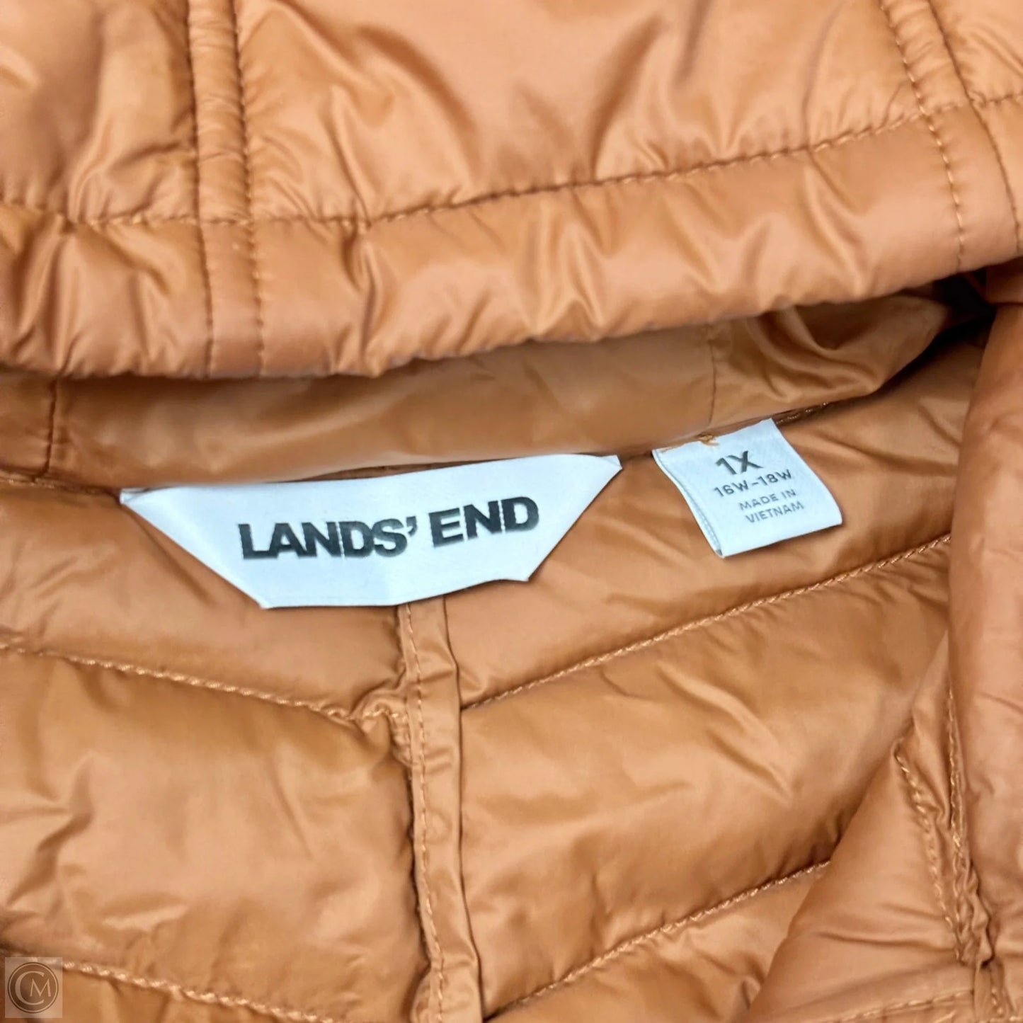Jacket Puffer & Quilted By Lands End In Brown, Size: 1x