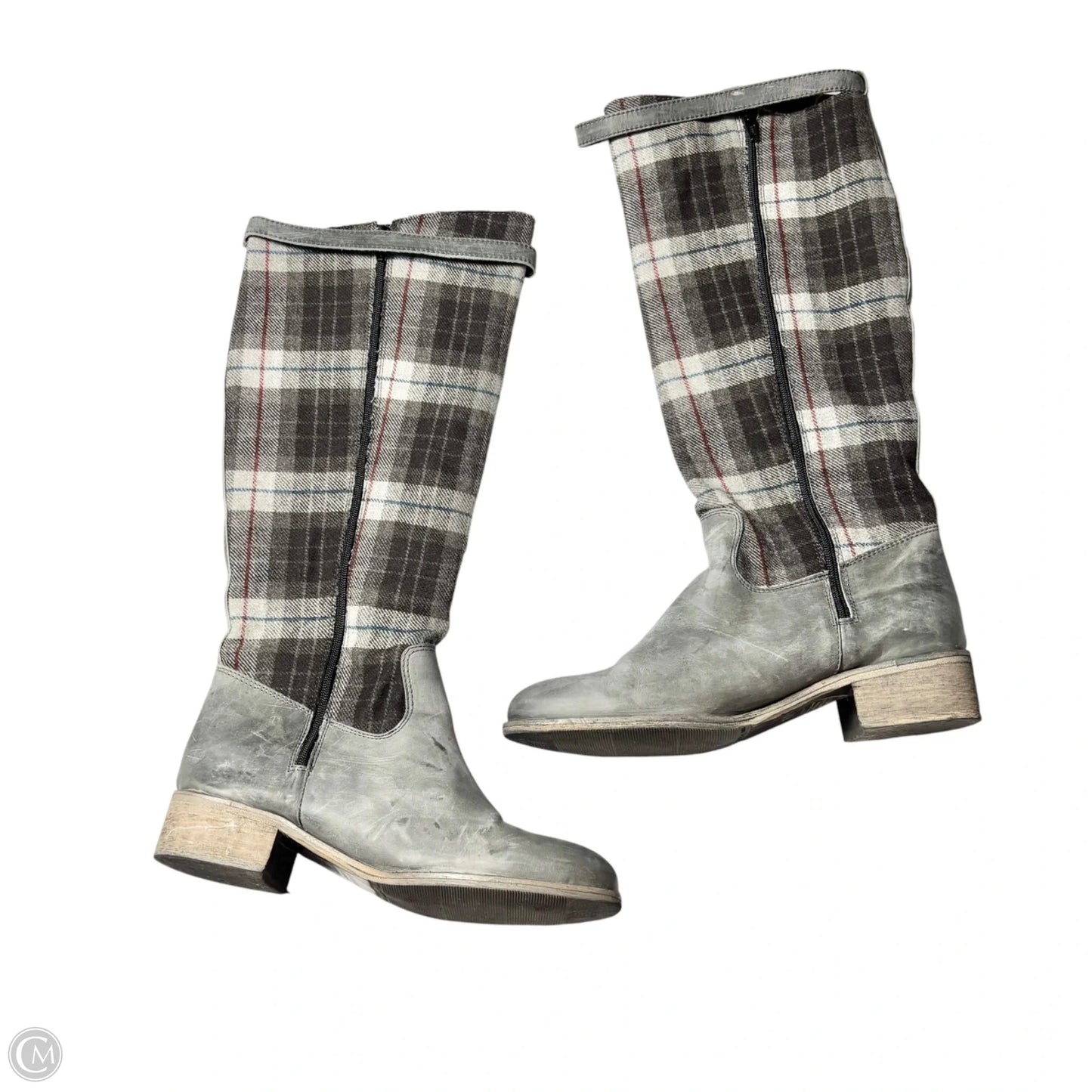 Boots Leather By Charles David In Plaid Pattern, Size: 9.5