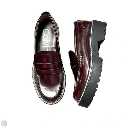 Shoes Flats By Calvin Klein In Maroon, Size: 5.5