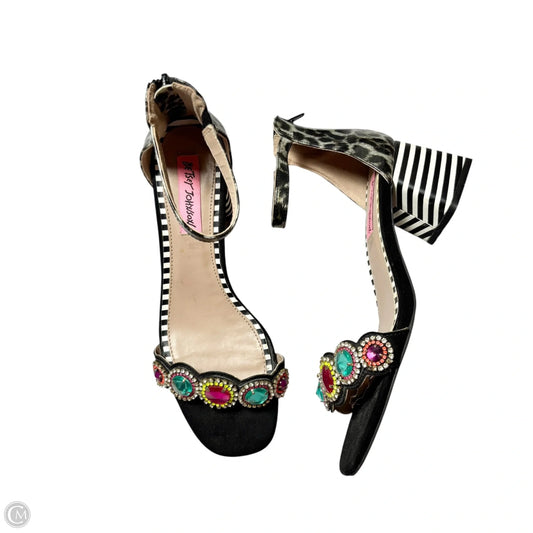 Sandals Heels Block By Betsey Johnson In Striped Pattern, Size: 8