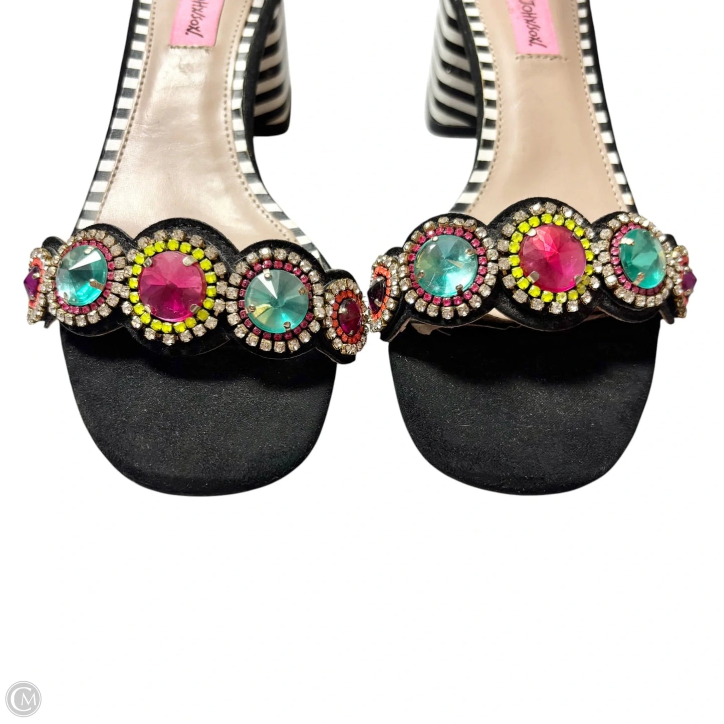 Sandals Heels Block By Betsey Johnson In Striped Pattern, Size: 8