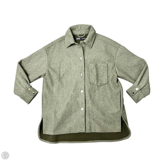 Jacket Shirt By Zara In Green, Size: Xs