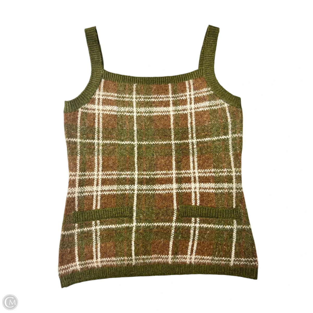 Top Sleeveless By Zara In Plaid Pattern, Size: M