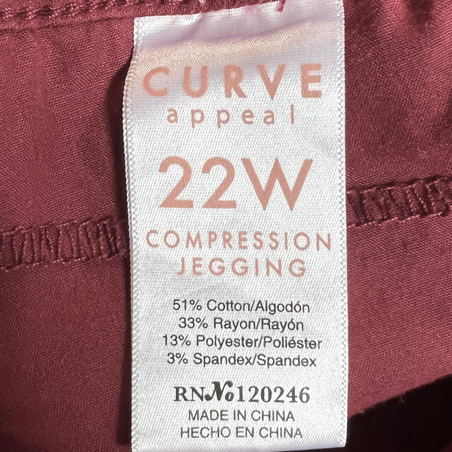 Red Denim Jeans Jeggings By Curve Appeal, Size: 22