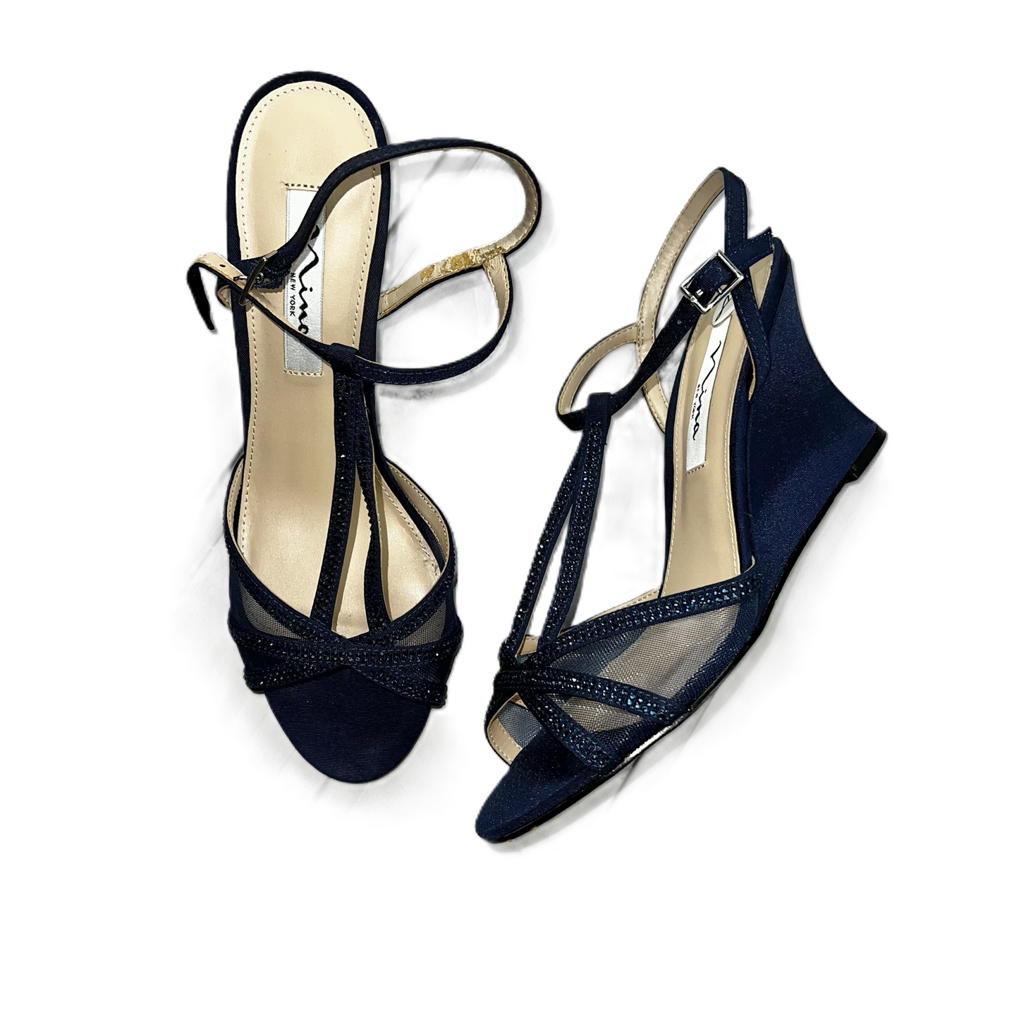 Navy Shoes Heels Wedge By Nina, Size: 8