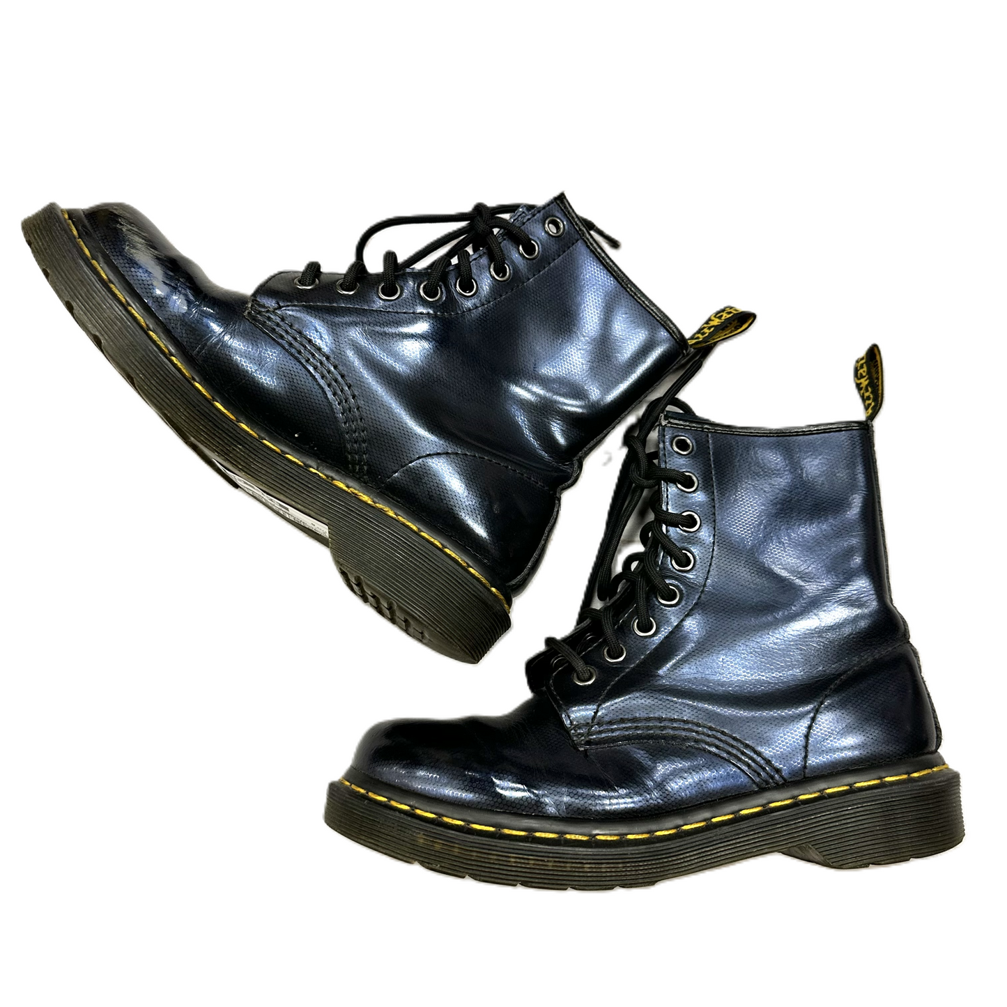 Blue Boots Mid-calf Flats By Dr Martens, Size: 6.5