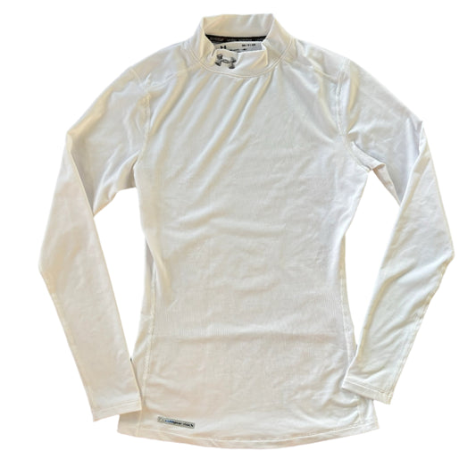 Athletic Top Long Sleeve Collar By Under Armour In White, Size: S