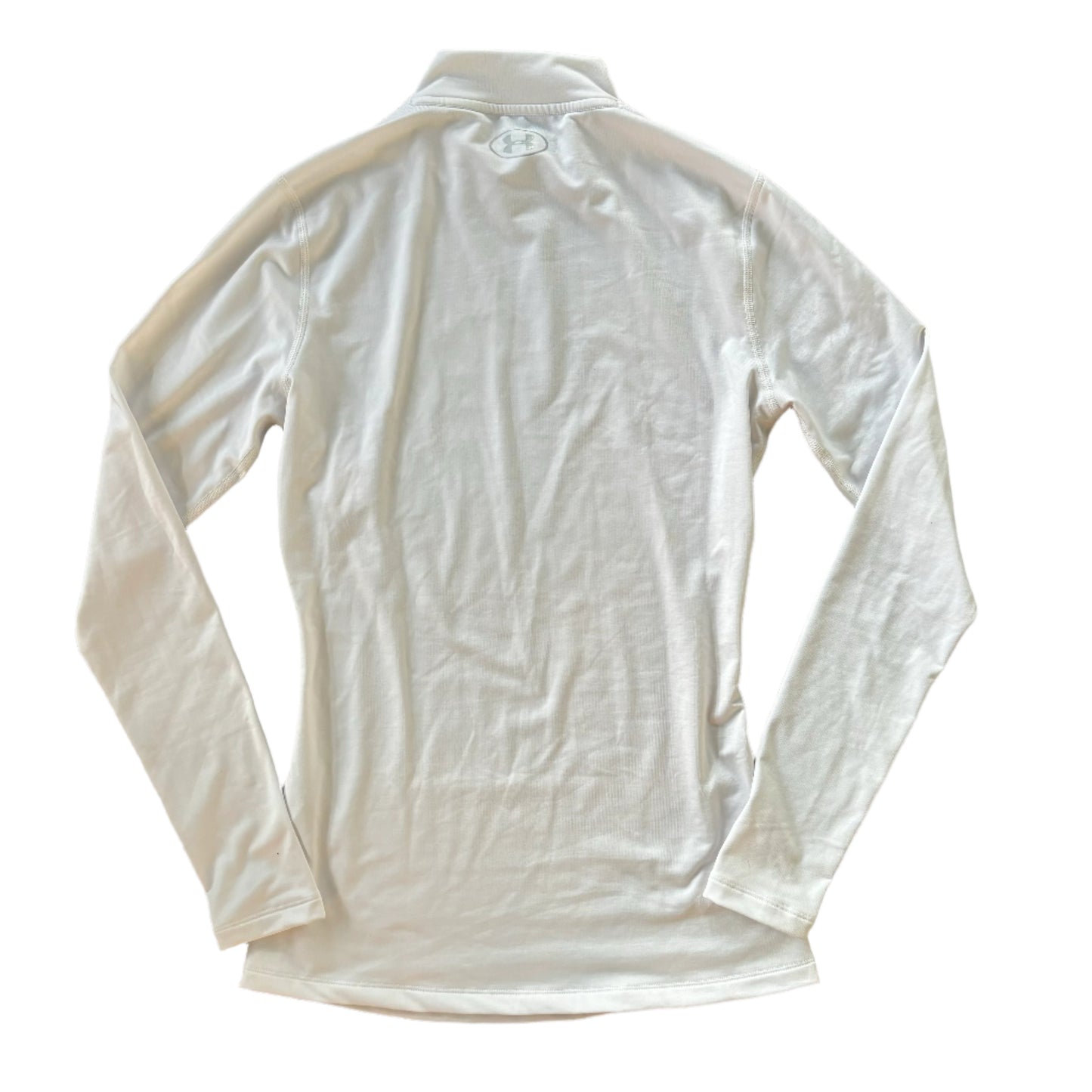 Athletic Top Long Sleeve Collar By Under Armour In White, Size: S