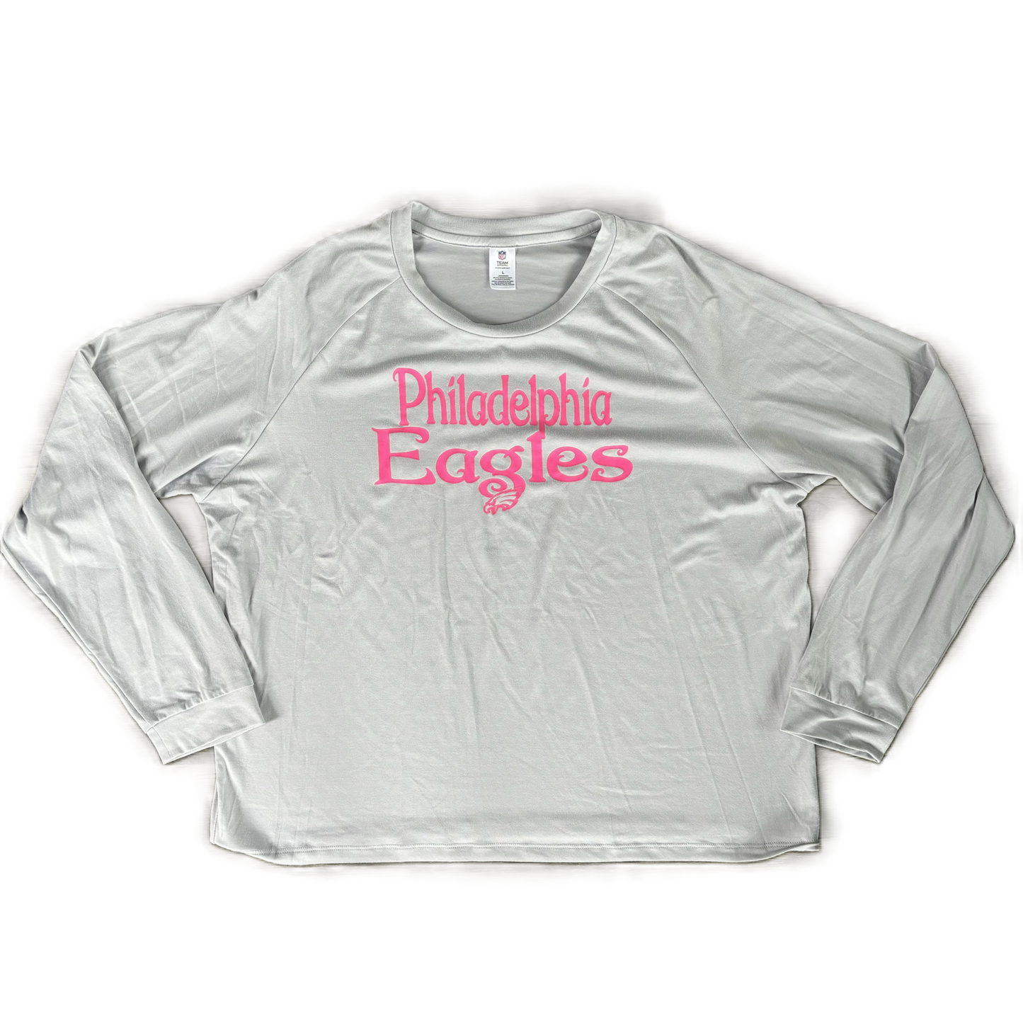 Athletic Top Long Sleeve Crewneck By Nfl In Grey & Pink, Size: L